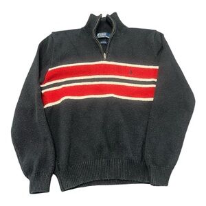 Vintage Polo Ralph Lauren Quarter Zip Striped Cotton Sweater